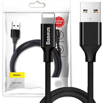 Baseus Yiven kabel przewód w materiałowym oplocie USB / Lightning 1,2M czarny (CALYW-01)