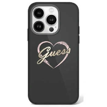 GUESS ETUI HARD CASE DO IPHONE 16 PRO 6.3 BLACK IML HEART Z LOGO DO 4G