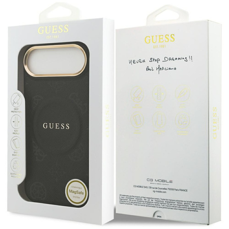 Etui Guess Peony Hot Stamp MagSafe do iPhone Air czarny
