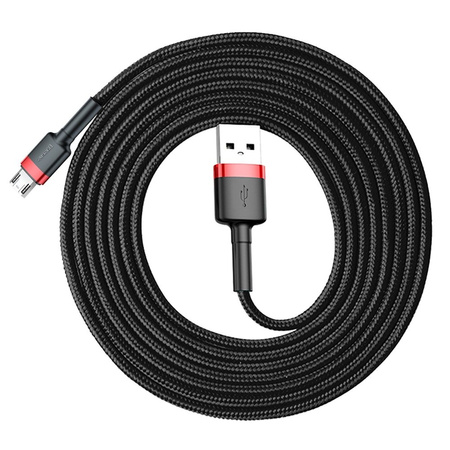 Baseus Cafule Cable wytrzymały nylonowy kabel przewód USB / micro USB 1.5A 2M czarno-czerwony (CAMKLF-C91)