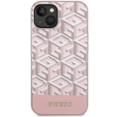 Etui Guess GUHMP14MHGCFSEP na iPhone 14 Plus - różowe GCube Stripes MagSafe