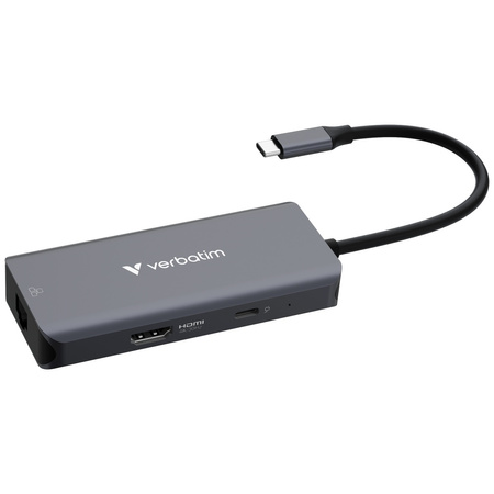 VERBATIM PRZEJŚCIÓWKA HUB 3xUSB-A HDMI 3.2 RJ45 DO LAPTOPA ALUMINIOWA 32157