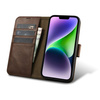 iCarer Oil Wax Wallet Case 2in1 etui iPhone 14 Plus skórzany pokrowiec z klapką Anti-RFID brązowy (WMI14220723-BN)