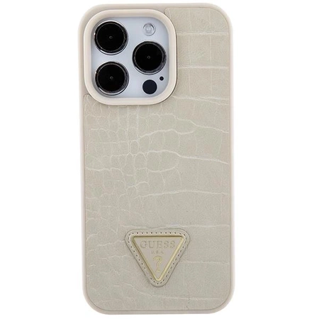 Etui Guess Croco Triangle Metal Logo do iPhone 15 Pro - złote