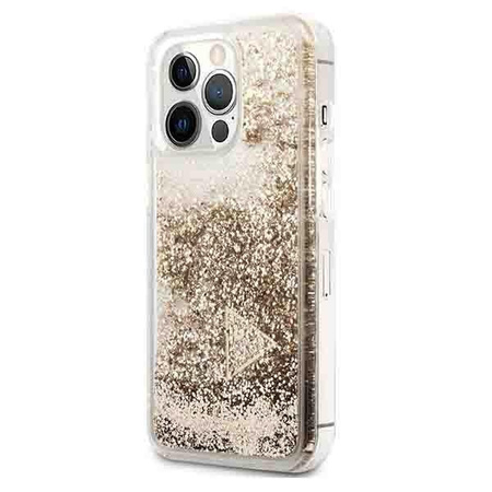 Guess GUOHCP14LGLHFLGO iPhone 14 Pro 6,1" złoty/gold hardcase Glitter Charms