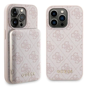 Zestaw Guess GUBPM5P15L4GEMGP iPhone15 Pro 6.1 hardcase + Powerbank 5000mAh MagSafe różowy/pink 4G Metal Logo