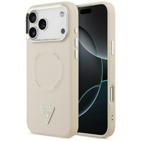Etui Guess Triangle Logo MagSafe do iPhone 17 Pro beżowy