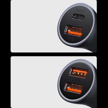 Baseus Golden Contactor Max szybka ładowarka samochodowa USB + USB typu C 60 W Quick Charge niebieski (CGJM000103)