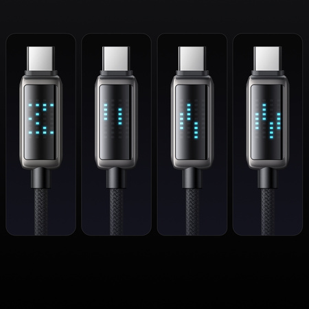 MCDODO KABEL USB-C SZYBKIE ŁADOWANIE DO SAMSUNG XIAOMI TYP C 6A 100W 1M LED
