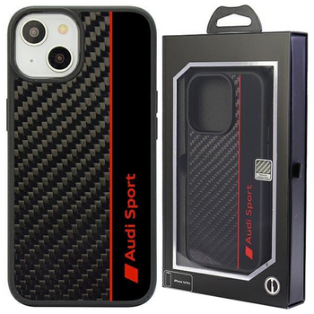 Etui Audi Carbon Fiber Stripe na iPhone 14 - czarne AUS-TPUPCIP14-R8/D1-BK