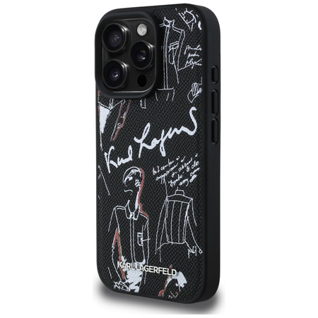 Etui Karl Lagerfeld Grained Pattern & Logo MagSafe do iPhone 16 Pro czarny