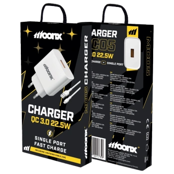 MOONX ładowarka sieciowa MC05 22,5W 1xUSB QC3.0 + kabel Lightning Biały