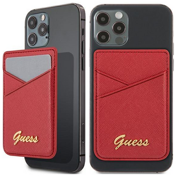 Guess Wallet Card Slot GUWMSSASLRE MagSafe Saffiano czerwony/red