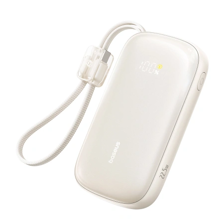 Powerbank Baseus EnerFill FC21 Qpow 3 Ultra 20000mAh 22.5W z wyświetlaczem z dołączonym kablem - beżowy