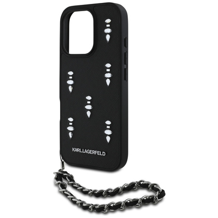 KARL LAGERFELD ETUI SAFFIANO CRYSTALS DO IPHONE 16 PRO Z CHAIN OCHRONA STYL