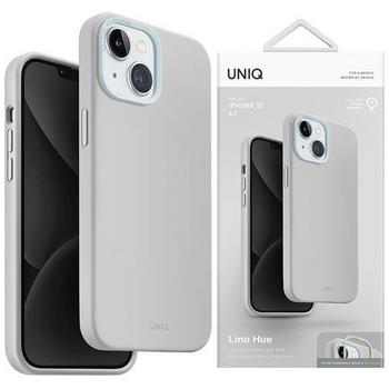 UNIQ etui Lino Hue iPhone 15 6.1" Magclick Charging jasnoszary/chalk grey