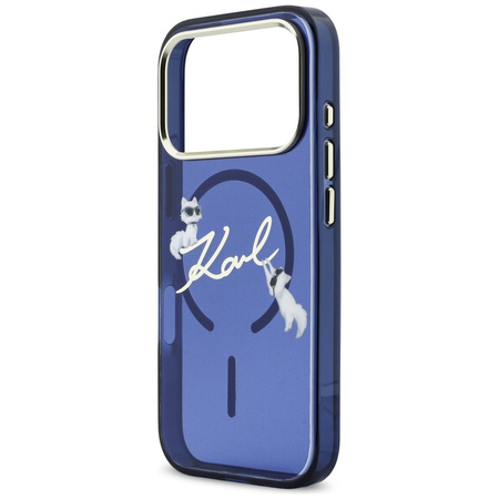Etui Karl Lagerfeld IML Choupettes Karl Script Logo MagSafe do iPhone 17 Pro niebieski
