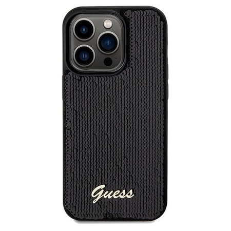 Etui Guess Sequin Script Metal na iPhone 14 Pro Max - czarne