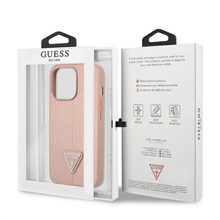 Guess GUHCP14XPSATLP iPhone 14 Pro Max 6,7" różowy/pink hardcase SaffianoTriangle Logo