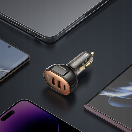 MCDODO MOCNA SZYBKA ŁADOWARKA SAMOCHODOWA MIERNIK 3X USB USB-C 100W LED
