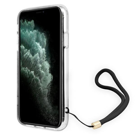 Etui Guess GUOHCN61H4STW na iPhone 11 - brązowe 4G Print Strap