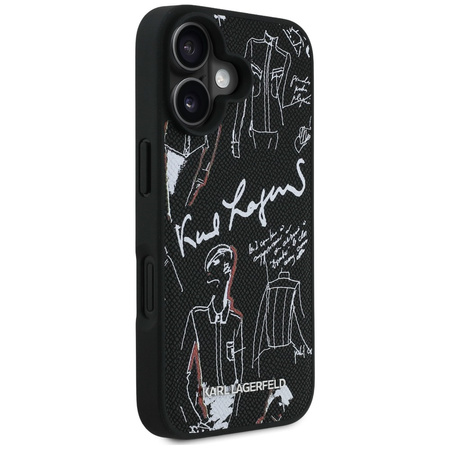 Etui Karl Lagerfeld Grained Pattern & Logo MagSafe do iPhone 16 czarny