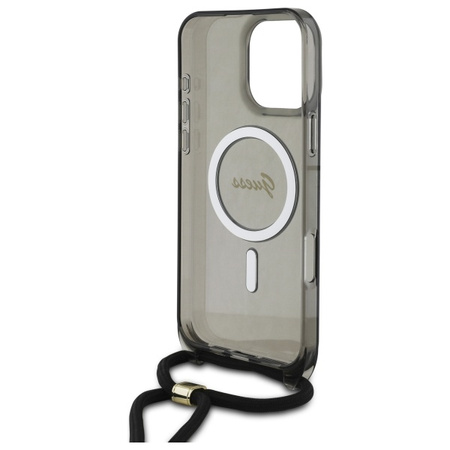 GUESS ETUI HARDCASE DO IPHONE 16 PRO MAX CROSSBODY CORD DO MAGSAFE BLACK