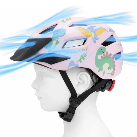 Kask rowerowy dziecięcy MTB Wozinsky z odpinanym daszkiem 48-52 cm - różowy