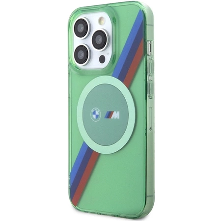 Etui BMW M Tricolor Stripes MagSafe na iPhone 15 Pro - zielone