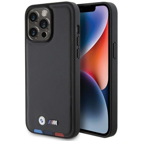 Etui BMW Leather Stamp Tricolor do iPhone 15 Pro Max - czarne
