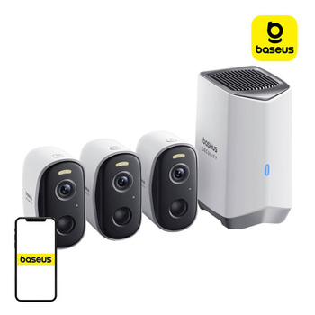 BASEUS ZESTAW 3 KAMER 2K N1 DO MONITORINGU DO OGRÓDKA IP KAMERY ZEWNĘTRZNE