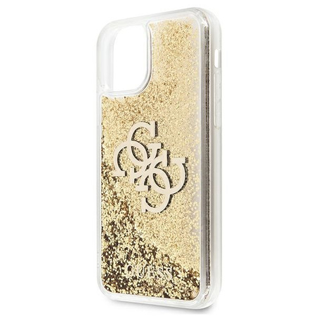 GUESS POKROWIEC HARDCASE DO IPHONE 11 6,1 XR ZŁOTY 4G BIG LIQUID GLITTER