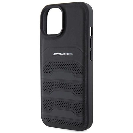 Etui AMG Leather Debossed Lines do iPhone 15 - czarne