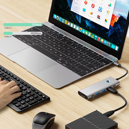 TECH-PROTECT HUB ADAPTER 9IN1 TYPE-C DO LAPTOPA USB3.0 HDMI 4K 60HZ PD100W