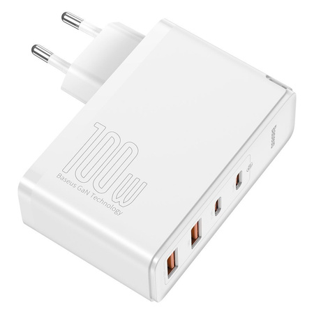 Baseus GaN2 Pro szybka ładowarka sieciowa 100W USB / USB Typ C Quick Charge 4+ Power Delivery biały (CCGAN2P-L02)