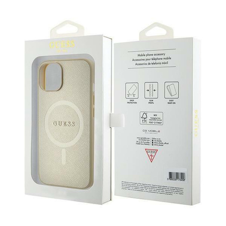 Guess GUHMP15MPSAHMCB iPhone 15 Plus 6.7" złoty/gold hardcase Saffiano MagSafe