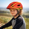 Kask rowerowy fullface dziecięcy Wozinsky z tylną lampką USB 52-56 cm - czerwono-żółty