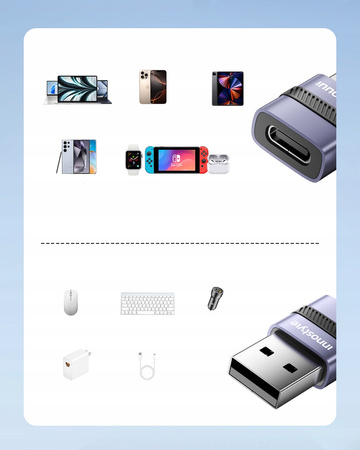 INNOSTYLE ADAPTER PRZEJŚCIÓWKA USB-A 3.0 DO USB-C NA USB TYP C 3A 5GBPS OTG