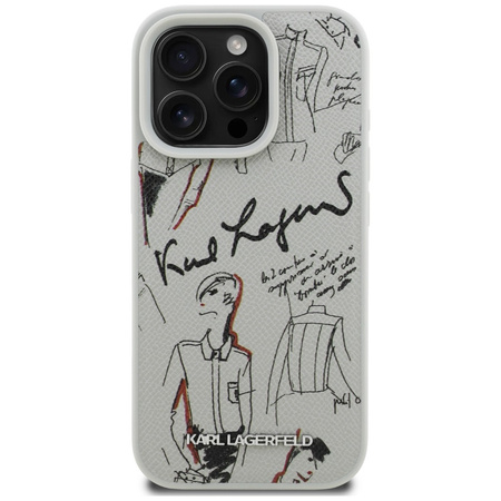 Etui Karl Lagerfeld Grained Pattern & Logo MagSafe do iPhone 16 Pro Max szary