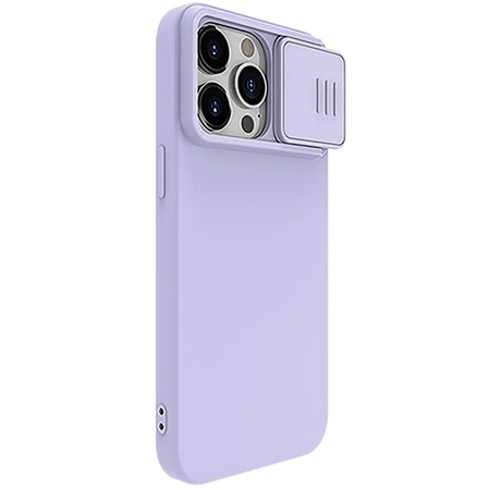 Silikonowe etui Nillkin CamShield Silky Silicone Case do iPhone 15 Pro Max z osłoną na aparat - fioletowe
