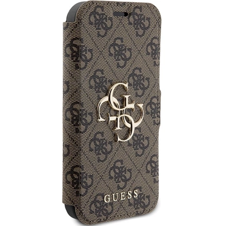 Etui Guess 4G Metal Logo na iPhone 15 Pro - brązowe