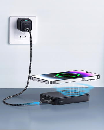 INNOSTYLE POWERMAG 2W1 SZYBKI POWERBANK INDUKCYJNY DO MAGSAFE 10000MAH STOJAK FIOLETOWY