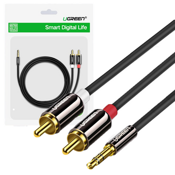 Ugreen kabel przewód audio 3,5 mm mini jack - 2RCA 2 m czarny (AV116 10584)