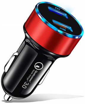 Ładowarka samochodowa CO2, Szybkie ładowanie QC 3.0 , Alu 3.1A, czarna 0055