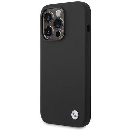 BMW ETUI SILIKONOWE DO IPHONE 15 PRO MAX 6.7 BMHCP15XSILBK Z LOGO METALOWYM