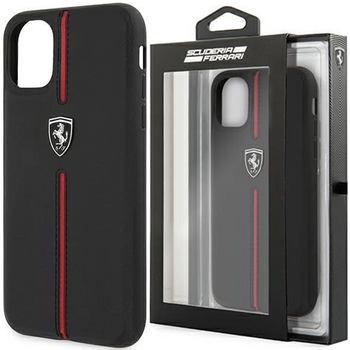 Ferrari FEOMSHCP12LBK iPhone 12 Pro Max czarny/black hardcase Off Track Leather Nylon Stripe