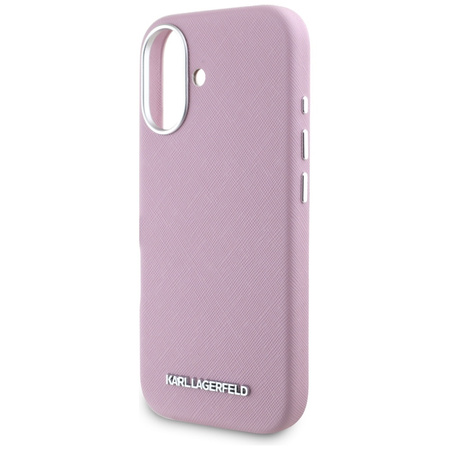 KARL LAGERFELD ETUI SAFFIANO FULL WRAPPED DO MAGSAFE IPHONE 16 RÓŻOWE LOGO