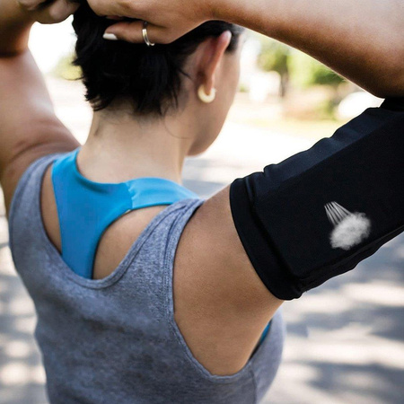 Elastyczny materiałowy armband opaska na ramię do biegania fitness M granatowy
