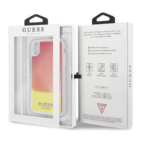 Etui Guess California Glow in the dark na iPhone X / Xs - różowe