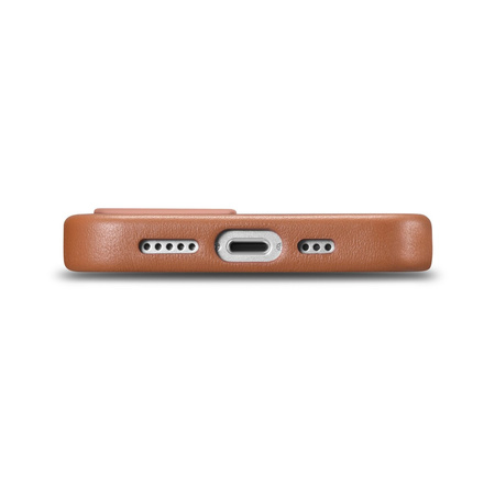 iCarer Case Leather pokrowiec etui z naturalnej skóry do iPhone 14 Plus brązowy (kompatybilne z MagSafe)